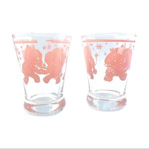 VTG Hazel Atlas Pink Elephant Glass Shot Glasses
